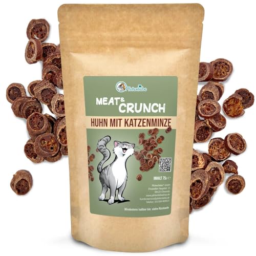 Pfotenliebe Meat & Crunch Snacks für Katzen mit Huhn 75g, verschiedene Geschmacksrichtungen (mit Katzenminze) von Pfotenliebe