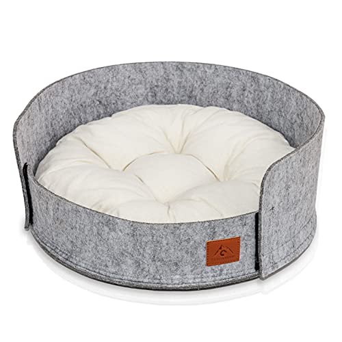 Pfotenolymp® Katzenbett/Katzenschlafplatz mit Kissen - Liegeplatz - Schlafplatz - Katzensofa - Katzenkorb - Baumwolle Kuschelkorb für Katzen von Pfotenolymp