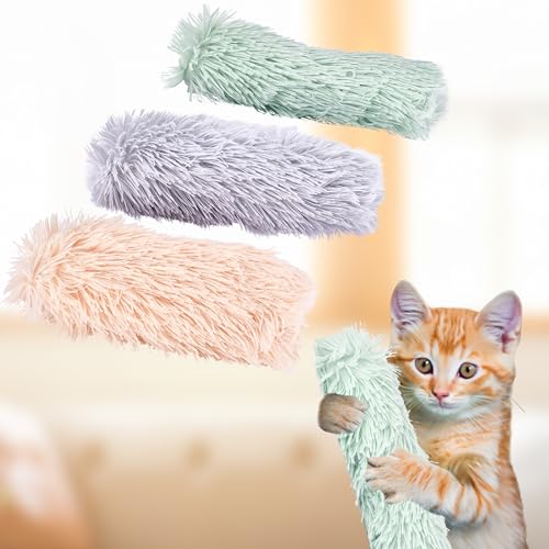 Pfotenolymp Cat Katzenminze Kissen - 3er Set - Katzenminze Spielzeug - Polyester and PP Cotton Langlebig, zum Kuscheln und Kauen geeignet - Violett, Orange, Grün 30x10x10cm von Pfotenolymp