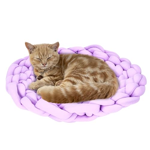 Pfotenolymp Pawlympic Katzenbett Flauschig - 40x14x40 cm - Gemütliches Flauschiges gewebtes Bett für Katzen aus Wolle - Sauberes Design Katzensofa, leicht zu transportieren - Lila von Pfotenolymp