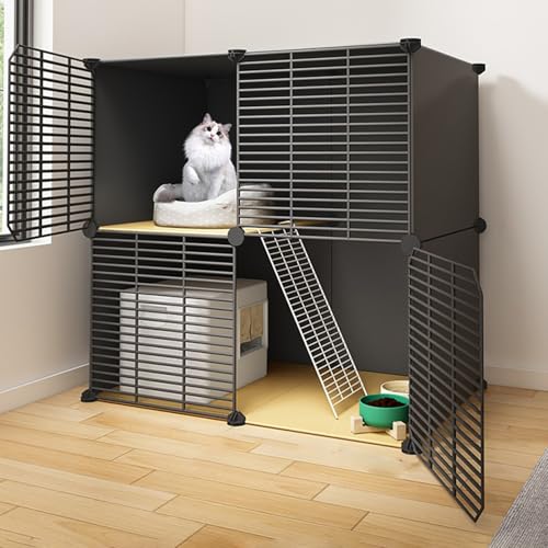 Pgkog Katzenkäfige für Den Innenbereich, Großer Katzenkäfig, Katzenhütten für Katzen Im Innenbereich, Katzengehege für Kleine Tiere, DIY-Haustier-laufstall, Abnehmbare Metallhütte von Pgkog