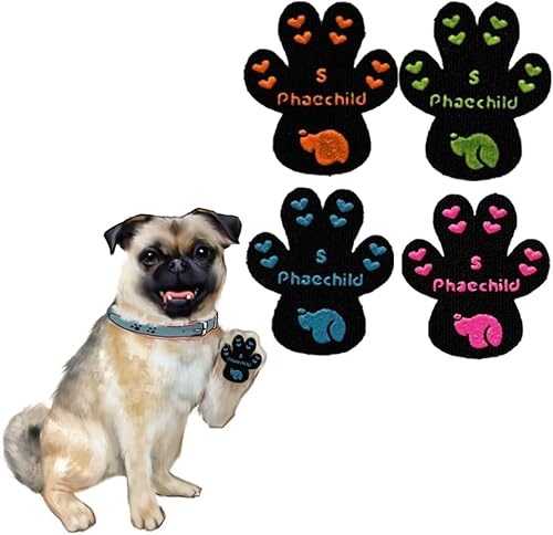 Phaechild Anti-Rutsch Hunde Pfotenschutz,von Ausrutschen auf rutschigen Böden,20 Setzen 80 Stücke Mehrfarbig S von Phaechild