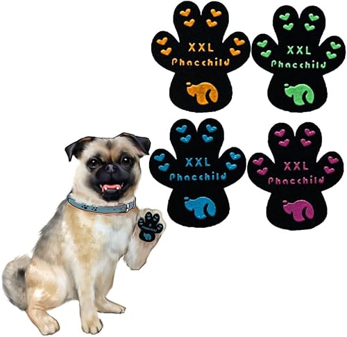 Phaechild Anti-Rutsch Hunde Pfotenschutz,von Ausrutschen auf rutschigen Böden,20 Setzen 80 Stücke Mehrfarbig XXL von Phaechild