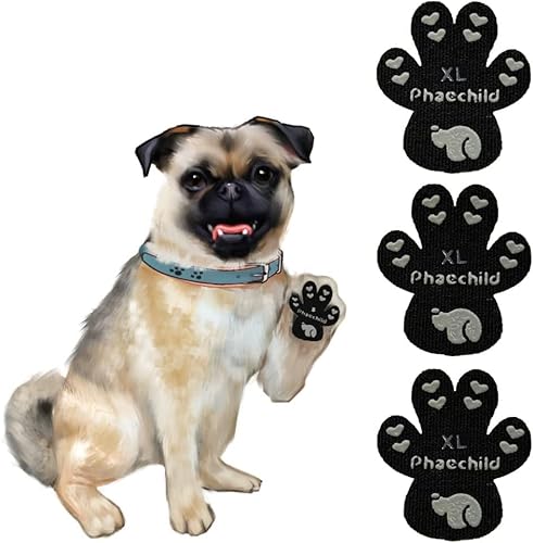 Phaechild Anti-Rutsch Hunde Pfotenschutz,von Ausrutschen auf rutschigen Böden,20 Setzen 80 Stücke Schwarz XL von Phaechild