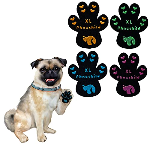 Phaechild Anti-Rutsch Hunde Pfotenschutz,von Ausrutschen auf rutschigen Böden,ungiftig,Brace für schwache Pfoten Hundeschuhe Hundesocken 80 Stücke Mehrfarbig XL von Phaechild