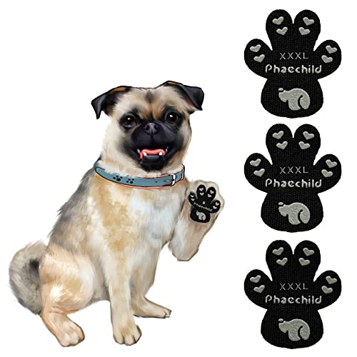 Phaechild Anti-Rutsch Hunde Pfotenschutz,von Ausrutschen auf rutschigen Böden,ungiftig,Brace für schwache Pfoten Hundeschuhe Hundesocken 80 Stücke Schwarz XXXL von Phaechild