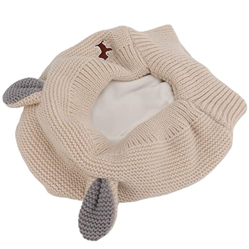 Haustier-Hasenohren, Weiche Strickmütze, Hundewollmütze, Geräuschunterdrückende Ohrenschützer für Große Hunde, Geeignet Zum Spazierengehen (Beige) von Phefop