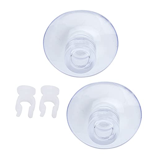 Phefop Aquarium-Schlauchklemme, Hohe Temperaturbeständigkeit, Aquarium-Fester Saugnapf mit Clips, Kunststoff, 2 Saugnäpfe, 2 Clips, Geeignet für Transparentes Aquarium (Kann 6–8 mm von Phefop