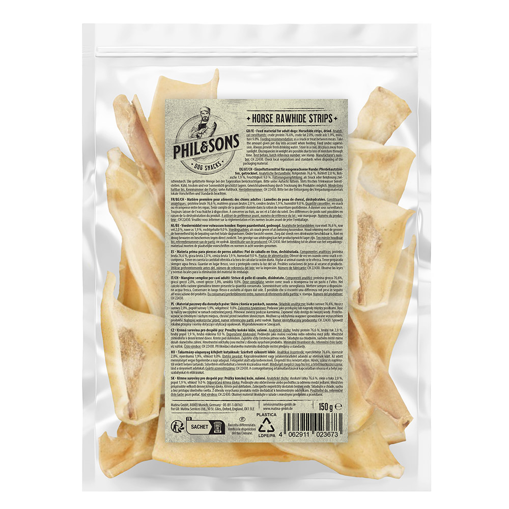 Phil & Sons Pferdehautstreifen - Sparpaket: 3 x 150 g Phil & Sons Pferdehautstreifen - Sparpaket: 3 x 150 g von Phil & Sons