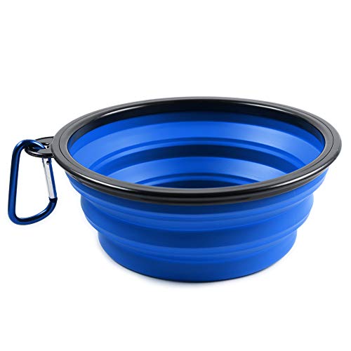 PhoneNatic Faltbarer Silikon-Hundenapf in blau, Reisenapf für Hunde und Katzen mit Karabiner -, XL, blau, 1000 ml von PhoneNatic