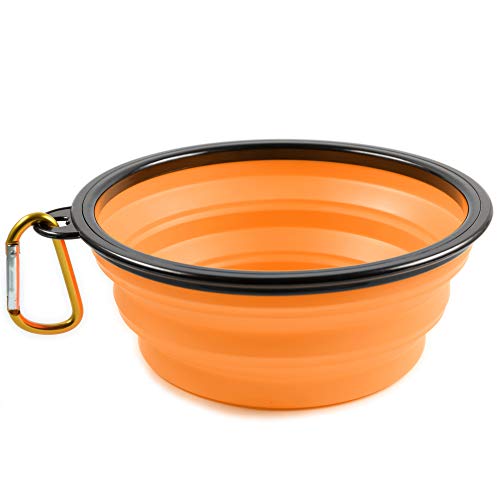 PhoneNatic Faltbarer Silikon-Hundenapf in orange, Reisenapf für Hunde und Katzen mit Karabiner -, XL, orange, 1000 ml von PhoneNatic