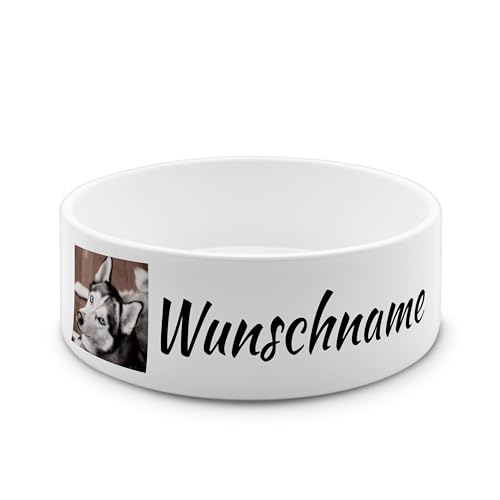 PhotoFancy® - Personalisierter Futternapf mit eigenem Foto und Namen oder Text Bedruckt - Für Hunde - Napf, Hundenapf, Wassernapf selbst gestalten - Design: Layout 1 - Variante: Klein 500 ml von PhotoFancy