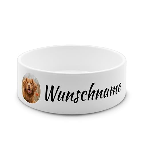 PhotoFancy® - Personalisierter Futternapf mit eigenem Foto und Namen oder Text Bedruckt - Für Hunde - Napf, Hundenapf, Wassernapf selbst gestalten - Design: Layout 2 - Variante: Klein 500 ml von PhotoFancy