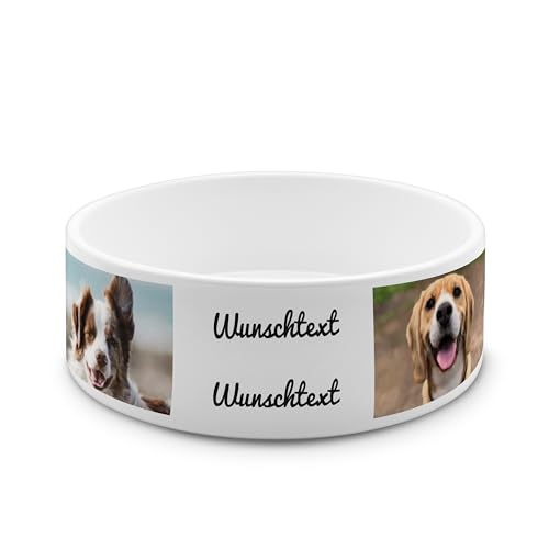 PhotoFancy® - Personalisierter Futternapf mit eigenem Foto und Namen oder Text Bedruckt - Für Hunde - Napf, Hundenapf, Wassernapf selbst gestalten - Design: Layout 4 - Variante: Klein 500 ml von PhotoFancy