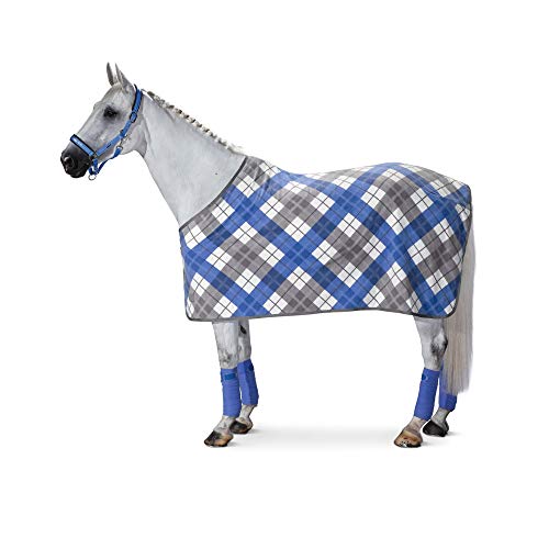 Eskadron Abschwitzdecke Fleece Checked in atlanticblue/Marshmellow/Silver-Pearl, Größe (cm):S (125cm) von Pikeur