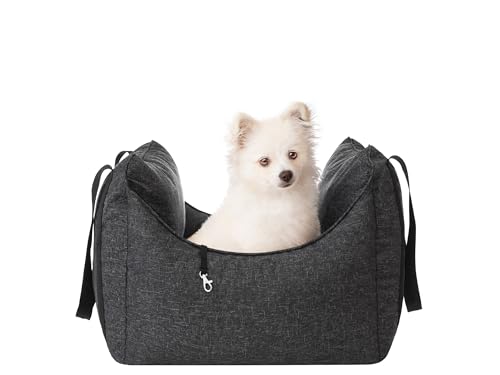 Hundeautositz, Hundedecke Auto rückbank, Transportbox Katze, Hundebox, Hundekorb, Hundegeschirr, Hundebett, Hundekörbchen, Asche Ökoleinen, 60x55cm von PillowPrim