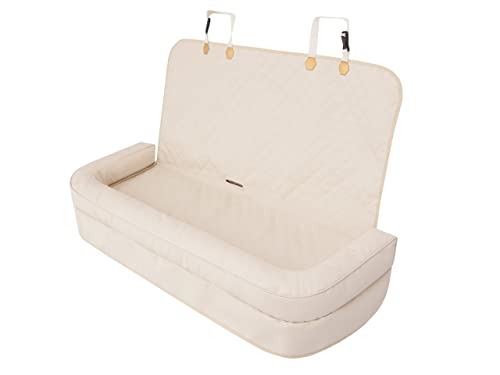 Hundeautositz, Hundedecke Auto rückbank, Transportbox Katze, Hundebox, Hundekorb, Hundegeschirr, Hundebett, Hundekörbchen, Beige Skaj, 42x55cm von PillowPrim