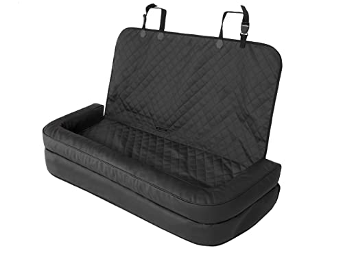 Hundeautositz, Hundedecke Auto rückbank, Transportbox Katze, Hundebox, Hundekorb, Hundegeschirr, Hundebett, Hundekörbchen, Schwarz Skaj, 42x55cm von PillowPrim