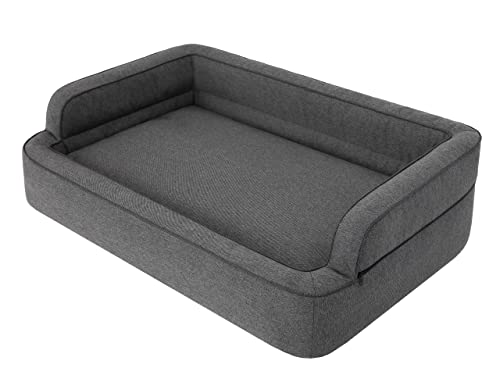 PillowPrim Hundebett, Möbel für Tiere, Katzenbett, Abnehmbar Bezug, Hundekorb, Hundekissen, Hundeliege, Schlafplätze, Hundesofa, Graphit, XXL: 117x79 cm von PillowPrim