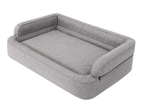 PillowPrim Hundebett, Möbel für Tiere, Katzenbett, Abnehmbar Bezug, Hundekorb, Hundekissen, Hundeliege, Schlafplätze, Hundesofa, Grau, XXL: 117x79 cm von PillowPrim