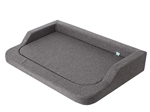 PillowPrim Hundebett, Möbel für Tiere, Katzenbett, Abnehmbar Bezug, Hundeliege, Schlafplätze, mittelgroße Hunde, Hundesofa, Waschbar, Graphit, L: 75x50 cm von PillowPrim