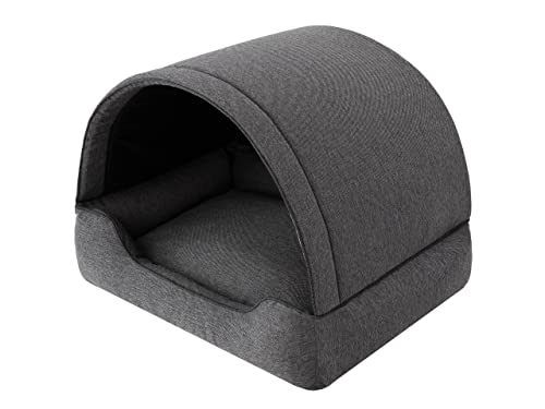 Hundebett, Stoffhundehaus, Katzenhöhle, Hundehütte, Hundekorb, Hundeliege, Schlafplätze, Möbel für Tiere, Hundesofa, Anthracite, L: 60x47 cm von PillowPrim