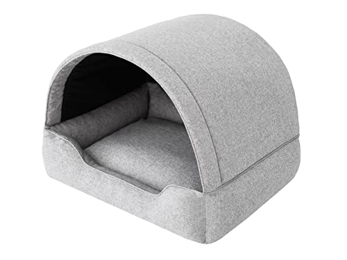 Hundebett, Stoffhundehaus, Katzenhöhle, Hundehütte, Hundekorb, Hundeliege, Schlafplätze, Möbel für Tiere, Hundesofa, Asche, XL: 82x58 cm von PillowPrim