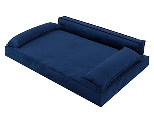 PillowPrim Hundebett Hundesofa Hundekissen Hundekorb Hundecouch Tierbett Haustierbett Korb Couch Sofa Bett, leichte Reinigung (Größe L: 78x54 cm, Navy Blau) von PillowPrim