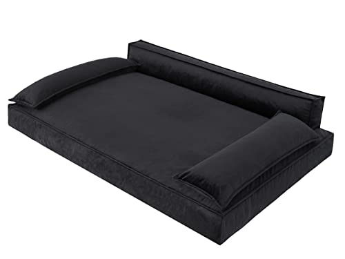 PillowPrim Hundebett Hundesofa Hundekissen Hundekorb Hundecouch Tierbett Haustierbett Korb Couch Sofa Bett, leichte Reinigung (Größe XXL: 120x77 cm, Schwarz) von PillowPrim