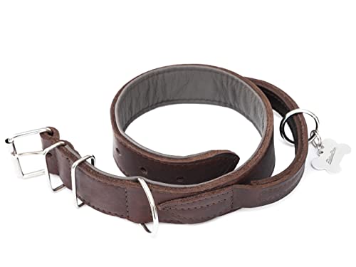 Hundehalsband Leder, Halsband, Leder, Lederhalsband Hund, Metallschnalle, 60 cm+Klammer, Braun von PillowPrim