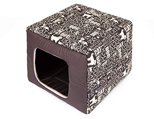 Hundehütte Hundebett 2in1 Hundehöhle Hundebett Hundehaus Tierbett Textaufdruck Größe S 38x38 cm von PillowPrim