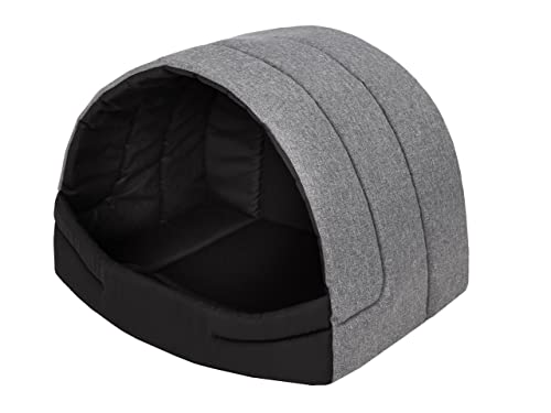 Hundehütte Hundehöhle Hundebett Hundehaus Katzenhöhle Schlafplatz M - 50x38 cm Grau von PillowPrim