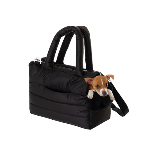 Hundetasche, Welpentasche - Tragetasche für kleinen und mittleren Hund, Katze - M - bis 8 kg, Tasche für unterwegs, Hundetrage mit Karabiner, Dog Carrier, Transporttasche, schwarz von PillowPrim