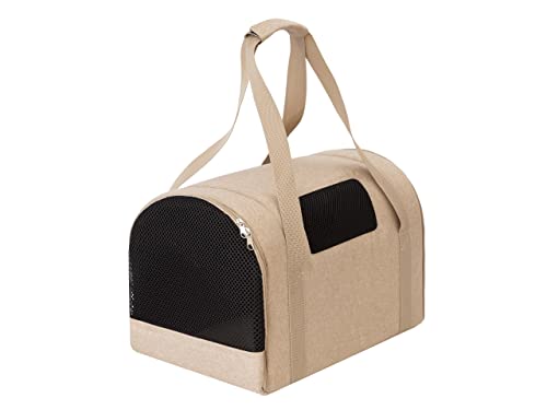 Hundetragetasche, Hundetransportbox, Hundebox Auto, Faltbare Katzentragetasche, Transporttasche, für Hunden oder Katzen, Beige, 27x39x28 cm von PillowPrim