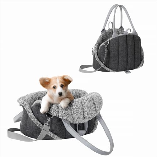 Hundetragetasche, Vertellbar, Schultergurt, Haustiertragetasche, Transport, Katzentasche, Reisetasche, Camping, Tasche, Schwarz Inari, 38x24x28 cm von PillowPrim