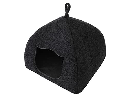 Katzenhaus, warmes Katzehütte, Stoffhaus, Katzenhöhle, Schlafplãtzekatzenbox, Katzenbox, Hundehöhle, Huastierbett, Schwarz Anthology, L: 44x44x35 cm von PillowPrim