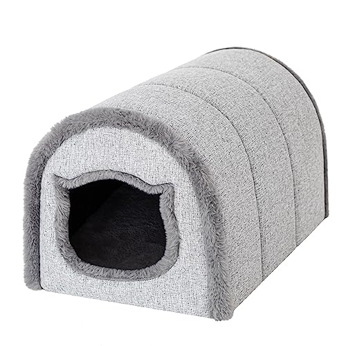 PillowPrim, Katzenhöhle, katzenbett, Spielzeug, Indoor, katzenbaum, Katzentunnel Bett, Cat Cave, Kuschelkissen, Grau Inari, Größe 1: 29x40x27 cm von PillowPrim