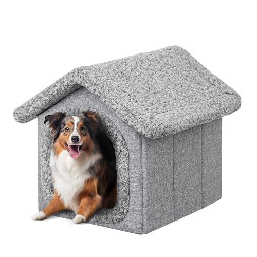 PillowPrim Haustierhütte Hundehaus Höhle Hundehütte Katzenhütte Hundehöhle Katzenhaus Hundekissen Katzenkissen Flauschiges Haus, Grau, 32x38x32 cm von PillowPrim