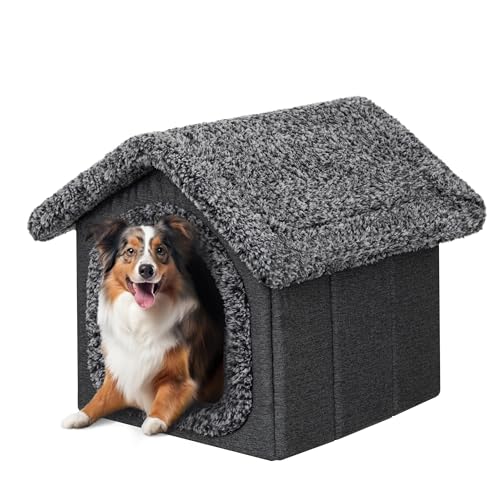 PillowPrim Haustierhütte Hundehaus Höhle Hundehütte Katzenhütte Hundehöhle Katzenhaus Hundekissen Katzenkissen Flauschiges Haus, Schwarz, 32x38x32 cm von PillowPrim