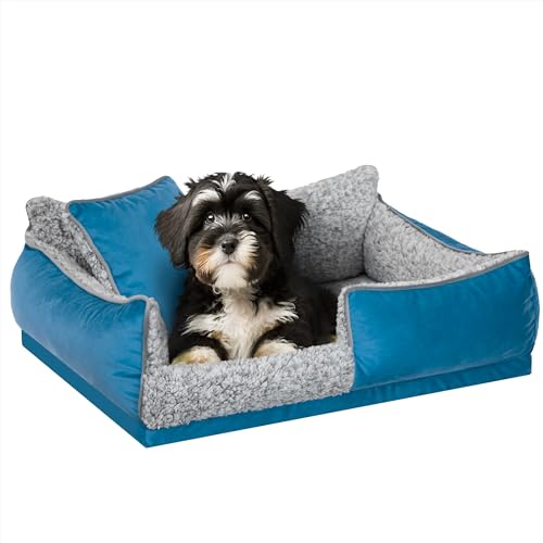 PillowPrim Hundebett, Haustiermatratze, Katzenbett, Hundekissen, Hundekorb, Hundesofa, Liegeplatz für Hund, Orthopädische, Möbel, 45x32 cm, Blau von PillowPrim