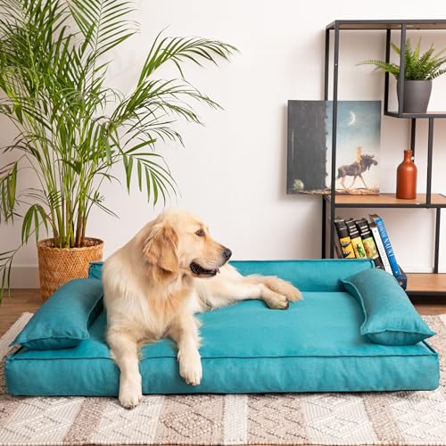 PillowPrim Hundebett, Haustiermatratze, Katzenbett, Hundekissen, Hundekorb, Hundesofa, Liegeplatz für Hund, Orthopädische, Möbel, Blau, 78x54 cm von PillowPrim