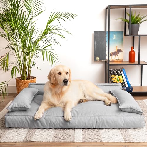 PillowPrim Hundebett, Haustiermatratze, Katzenbett, Hundekissen, Hundekorb, Hundesofa, Liegeplatz für Hund, Orthopädische, Möbel, Grau, 99x66 cm von PillowPrim