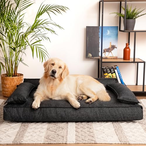 PillowPrim Hundebett, Haustiermatratze, Katzenbett, Hundekissen, Hundekorb, Hundesofa, Liegeplatz für Hund, Orthopädische, Möbel, Schwarz, 99x66 cm von PillowPrim