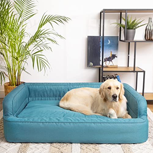 PillowPrim Hundebett, Möbel für Tiere, Katzenbett, Abnehmbar Bezug, Hundekorb, Hundekissen, Hundeliege, Schlafplätze, Hundesofa, Blau, L: 78x47 cm von PillowPrim