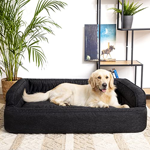 PillowPrim Hundebett, Möbel für Tiere, Katzenbett, Abnehmbar Bezug, Hundekorb, Hundekissen, Hundeliege, Schlafplätze, Hundesofa, Schwarz, L: 78x47 cm von PillowPrim