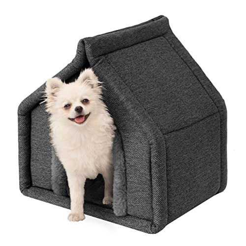 PillowPrim Hundebett, Stoff Hundehaus, Katzenhöhle, Hundehütte, Hundekorb, Hundeliege, Schlafplätze, Möbel für Tiere, Hundesofa, Graphit, Gr. 2: 52 x 42 cm von PillowPrim