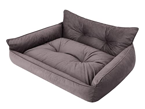 PillowPrim Hundebett Haustierbett Liegen Hundekissen Gesteppt Bett Hundeliege Hundematratze Sofa Tierbett Hundesofa Matratze, L - 64 x 49 cm, Braun Fancy von PillowPrim