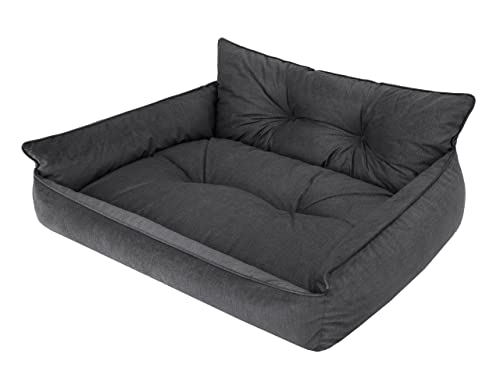 PillowPrim Hundebett Haustierbett Liegen Hundekissen Gesteppt Bett Hundeliege Hundematratze Sofa Tierbett Hundesofa Matratze, XL - 82 x 63 cm, Graphit Fancy von PillowPrim