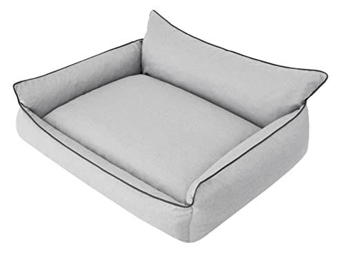 PillowPrim Hundebett Haustierbett Liegen Hundekissen Kissen Bett Hundeliege Hundematratze Sofa Tierbett Hundesofa Matratze, L - 64 x 49 cm, Asche Ökoleinen von PillowPrim