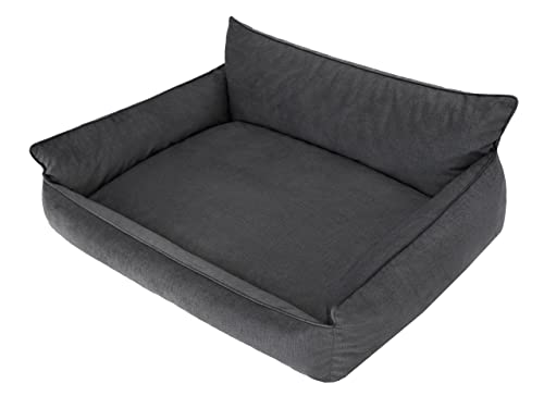 PillowPrim Hundebett Haustierbett Liegen Hundekissen Kissen Bett Hundeliege Hundematratze Sofa Tierbett Hundesofa Matratze, XL - 82 x 63 cm, Dunkel Graphit Fancy von PillowPrim